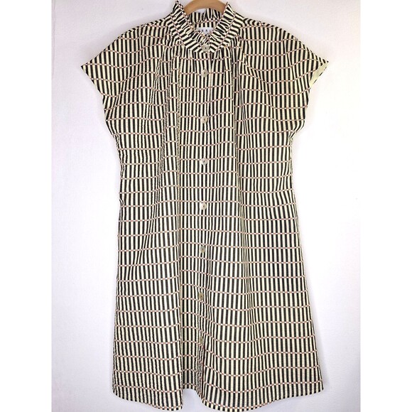 THML Faith Button Up Striped Mini Dress Size L Knee Length Hippie Boho Western - Picture 3 of 12